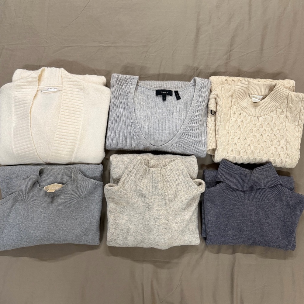 Elegant Women's Sweater Bundle - White, Cream, Gray